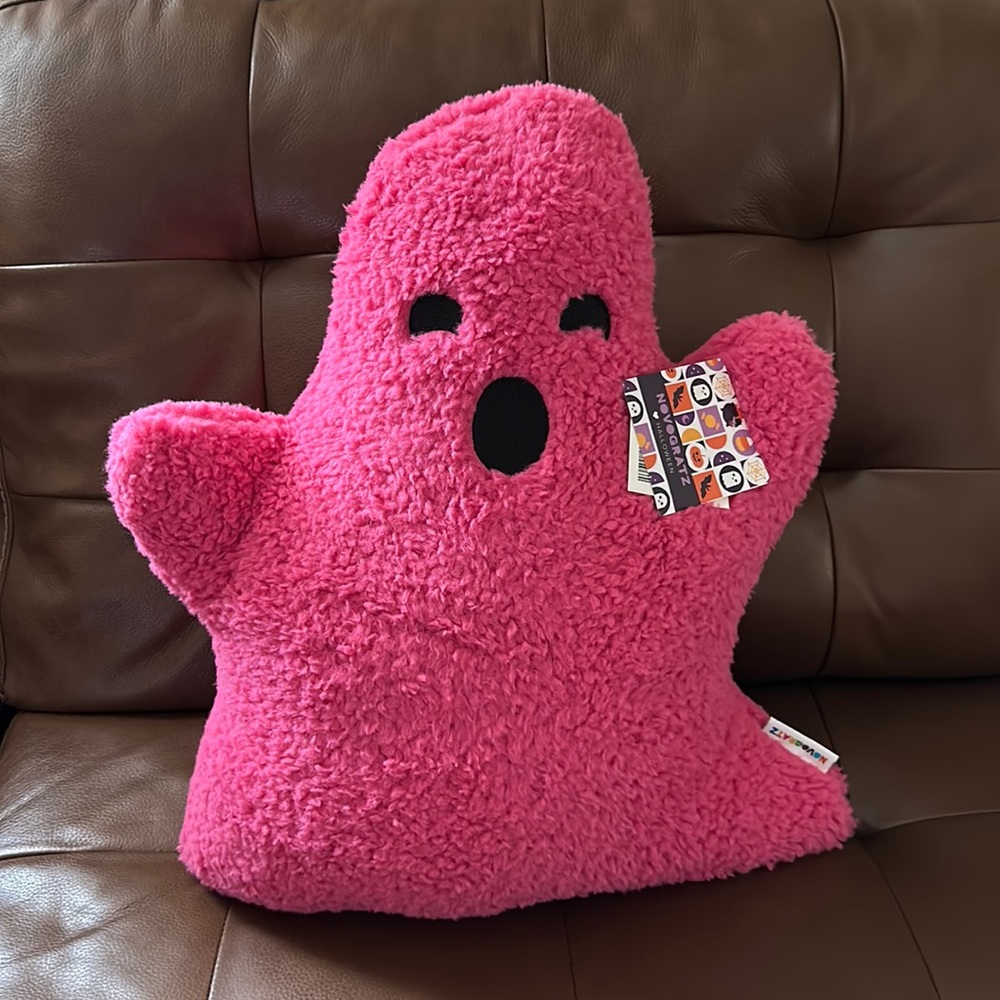 Pink Sherpa ghost pillow NWT